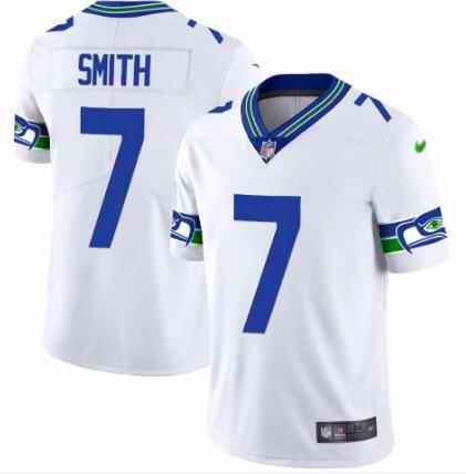 Men's Seattle Seahawks #7 Geno Smith White Throwback Vapor Stitched Football Jersey
